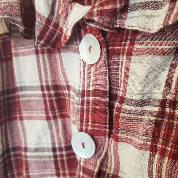 Zara red and white plaid blouse top - Picture 3 of 4